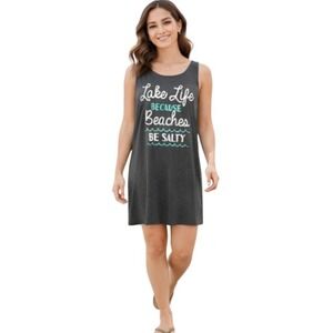 Instant Message Womens Sleeveless Graphic Printed Tank Lake Life Midi Dress Sz L